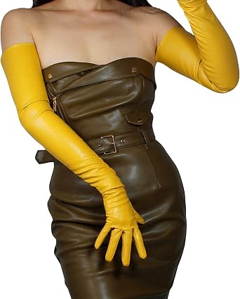 DooWay Womens LONG LEATHER GLOVES 28 Inch Shoulder Length Faux PU Halloween Cosplay Costumes Glove Party Prom