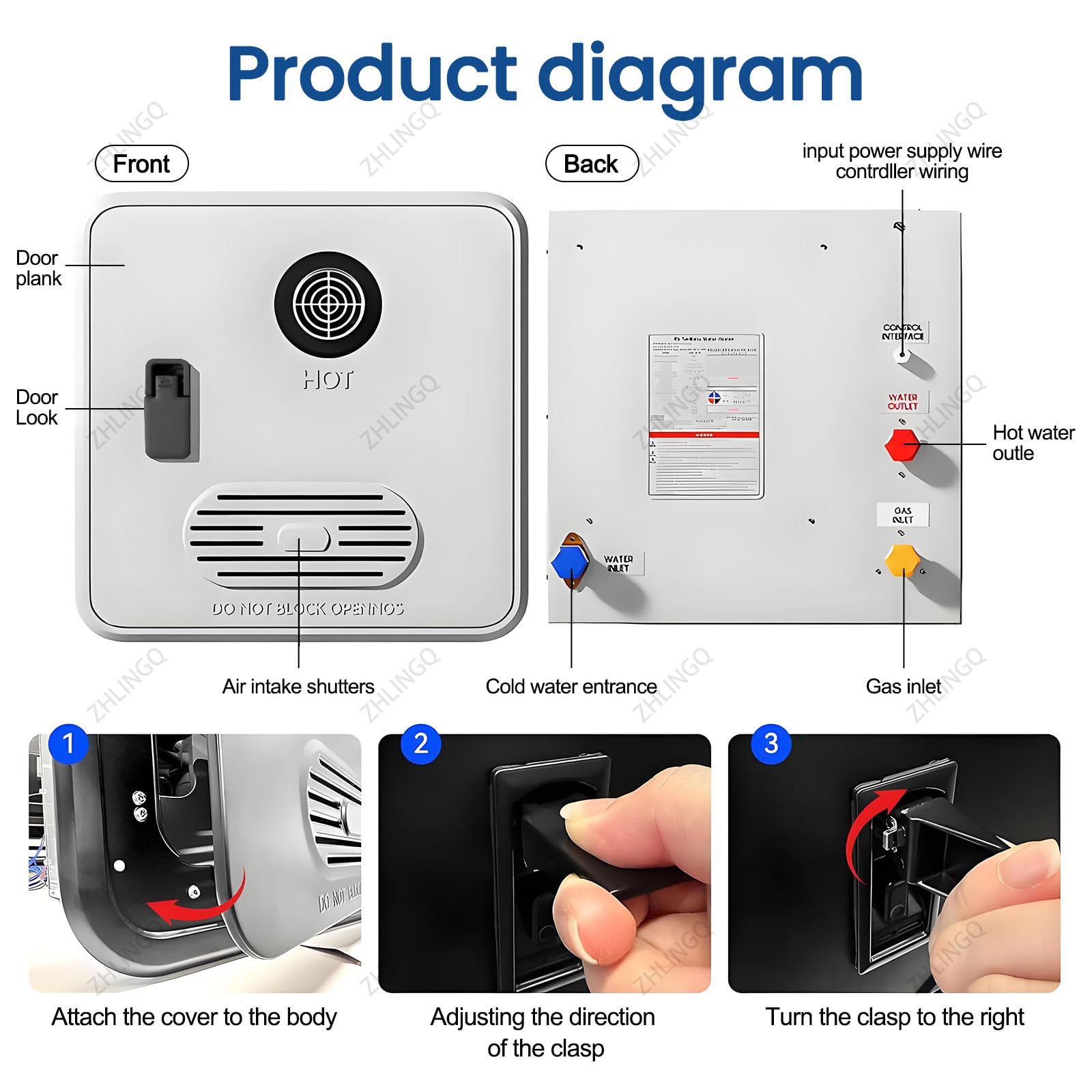 Calentador De Agua Instantáneo a Gas Propano Para Vehículos Recreativos 55,000 Btu, Con Control Remoto, 12 V, 3.9 Gpm, Compatible Con Todos Vehículos Recreativos Y Autocaravanas NoShowerHead-Black