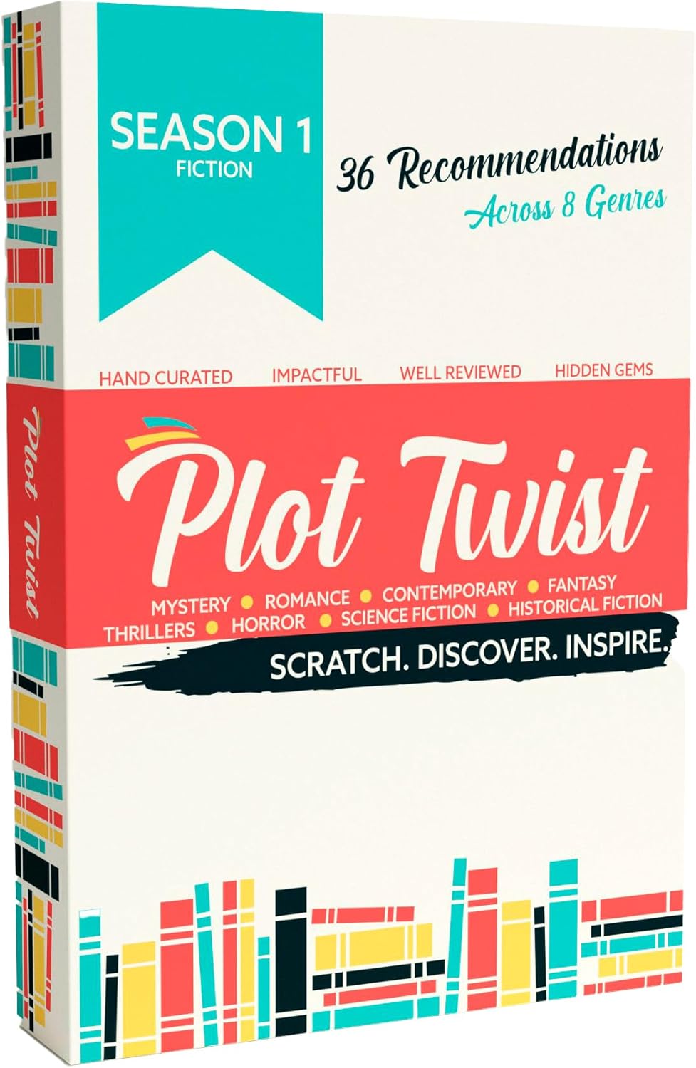Blue Wasatch Games Plot Twist Season 1: 36 Book Recommendation Scratch Off Cards Across 8 Unique Fictional Genres. Gift for Couples, Book Clubs, Readers, Story Lovers.