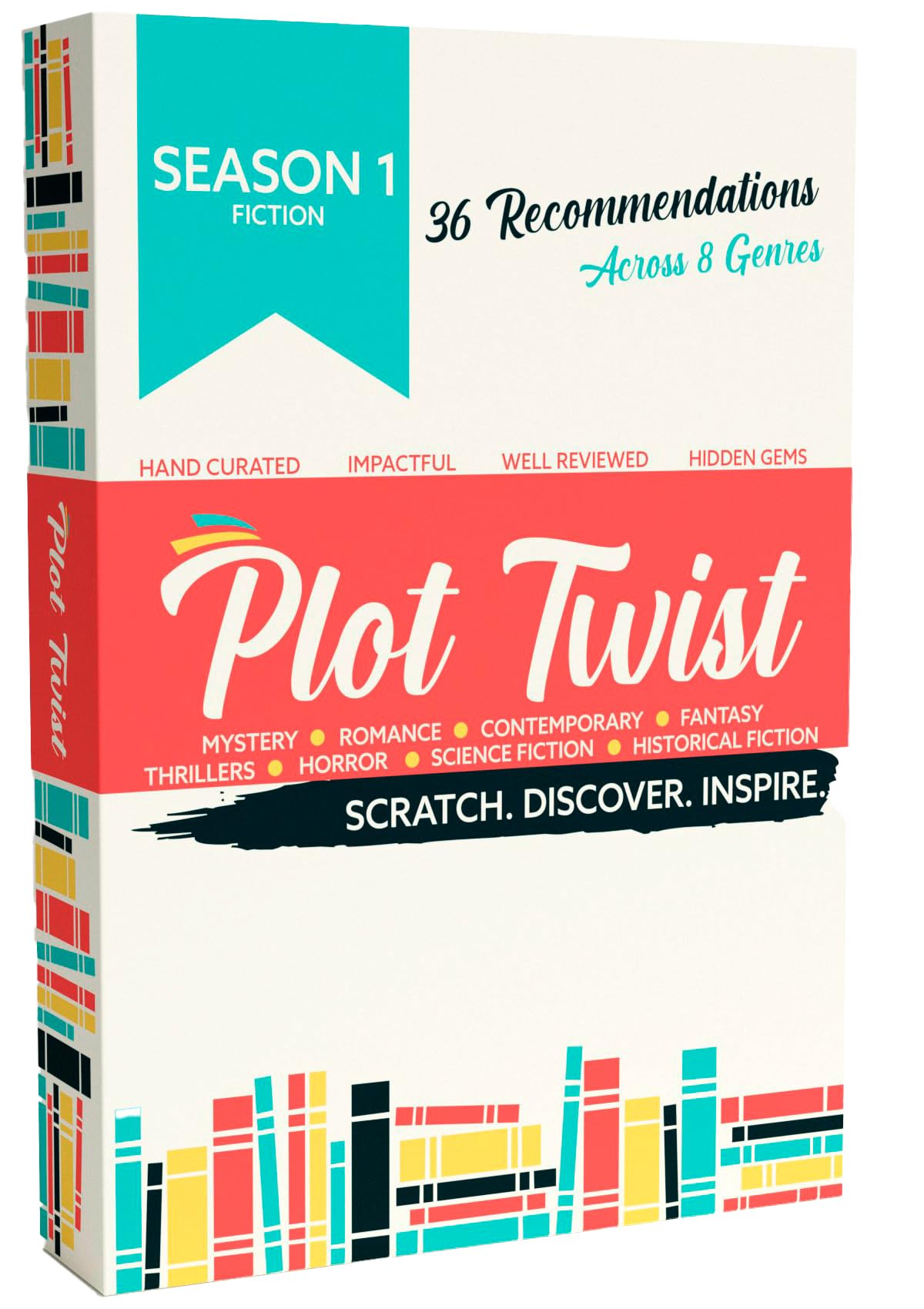 Plot Twist: 36 Book Recommendation Scratch Off Cards across 8 Unique Fictional Genres. Gift for Couples, Book Clubs, Readers, Story Lovers.