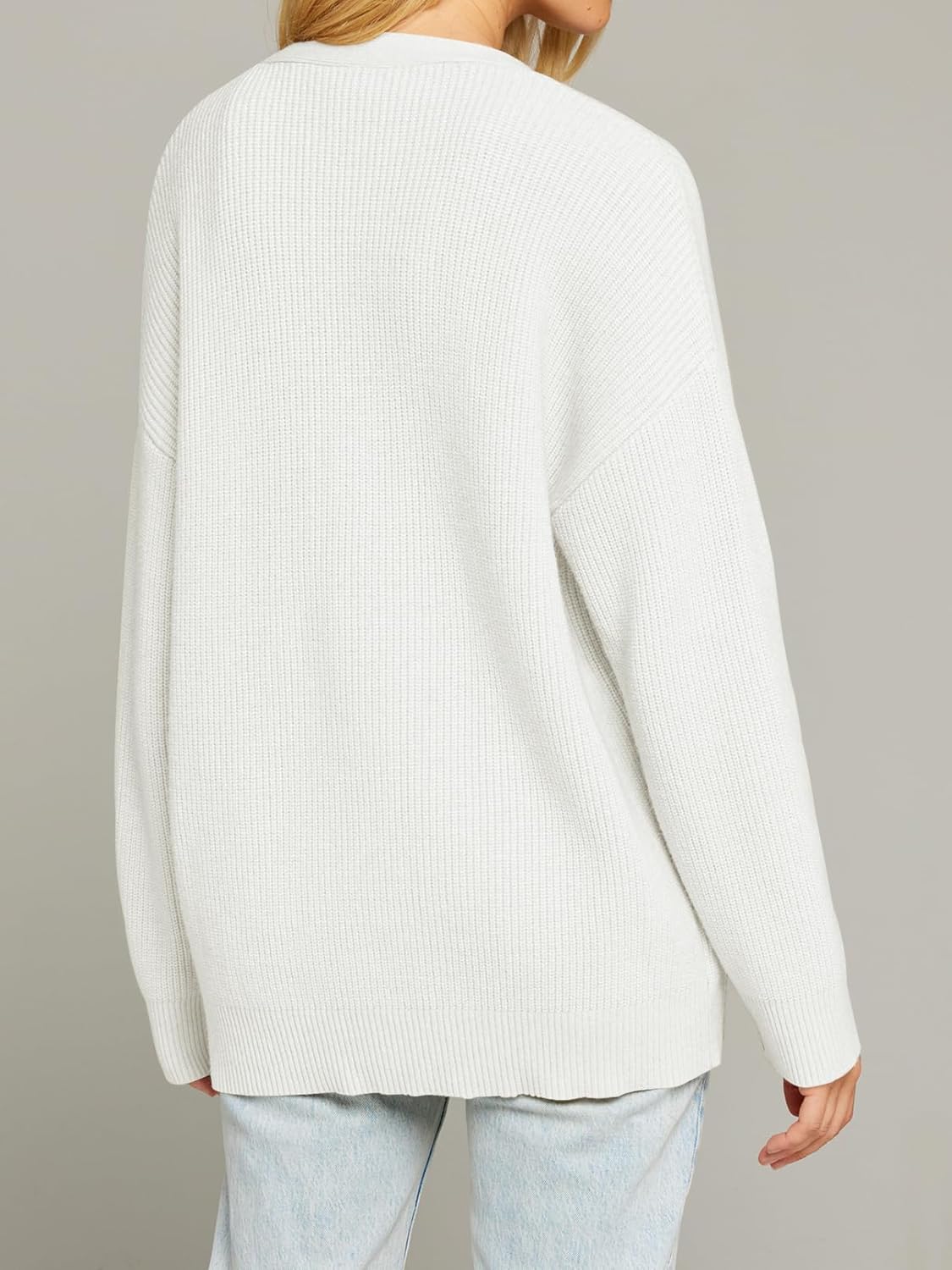 MEROKEETY Women's Cardigan Sweaters 2026 Fall Open Front Oversized Button V Neck Loose Soft Knit Outwear - Image 3