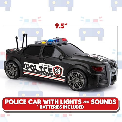 Miniatura 3 de ArtCreativity Coche de policía de juguete Coche de policía a escala 120, luces intermitentes en la azotea y faros y sirena, tronco que se abre y