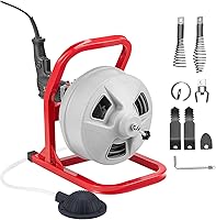 VEVOR 50FT x 5/16" Drain Cleaner Machine, Sewer Snake Auger w/ 228RPM Drill Power, 6 Cutters & Foot Switch for 2-4" Pipes