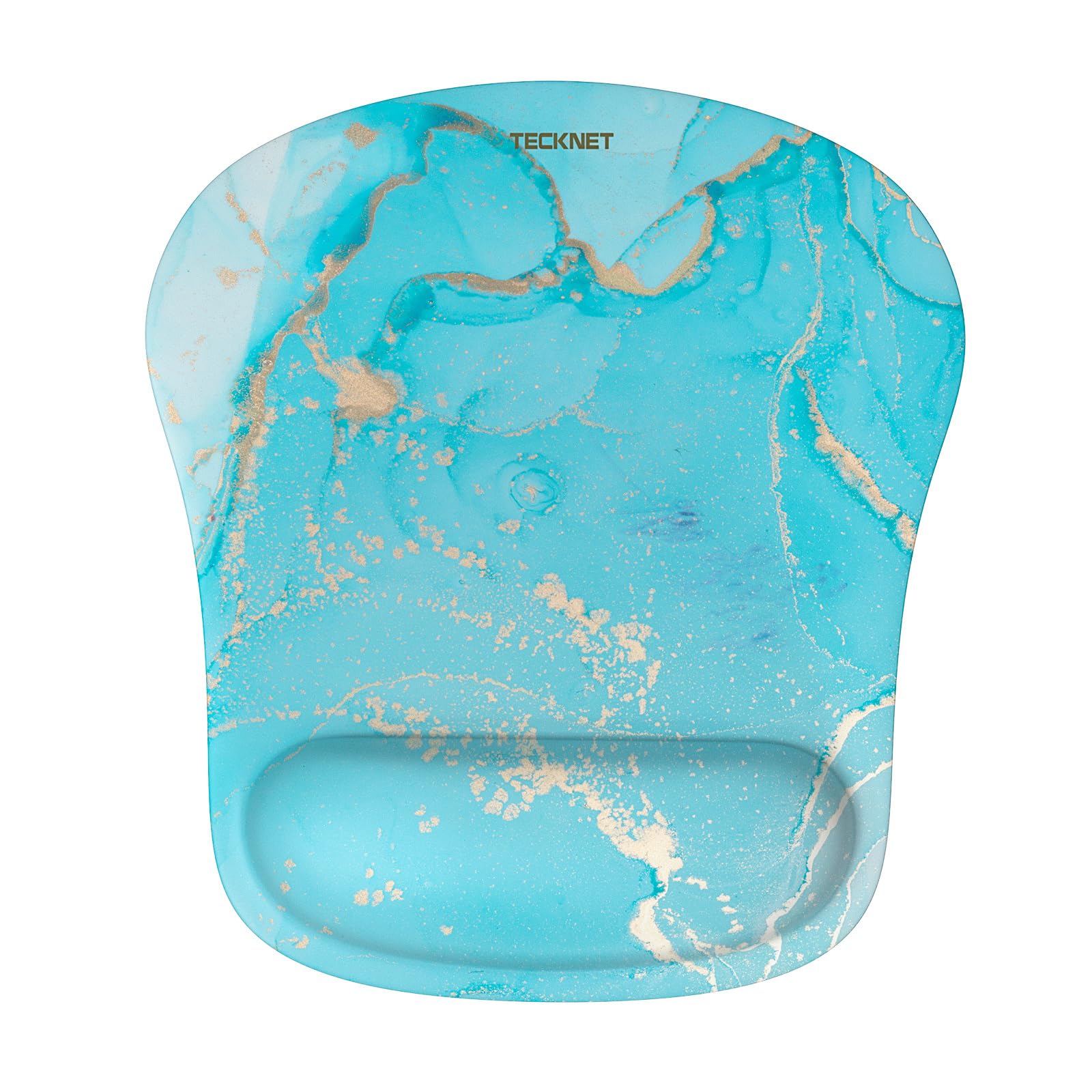 TECKNET Mouse Pad with Wrist Support, Ergonomic Gaming Mouse Pad Pain Relief, Portable Comfortable Mousepad for Computer, Laptop, Office, Home Non-Slip Base, Waterproof Surface - Blue Gold