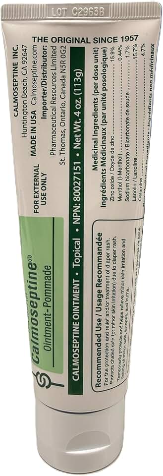 Calmoseptine Ointment by Calmoseptine for Skin irritations, Diaper Rash, Heat Rash, Insect Bites, and as a Moisture Barrier for Conditions Involving Broken Skin or rashes, 1 Count