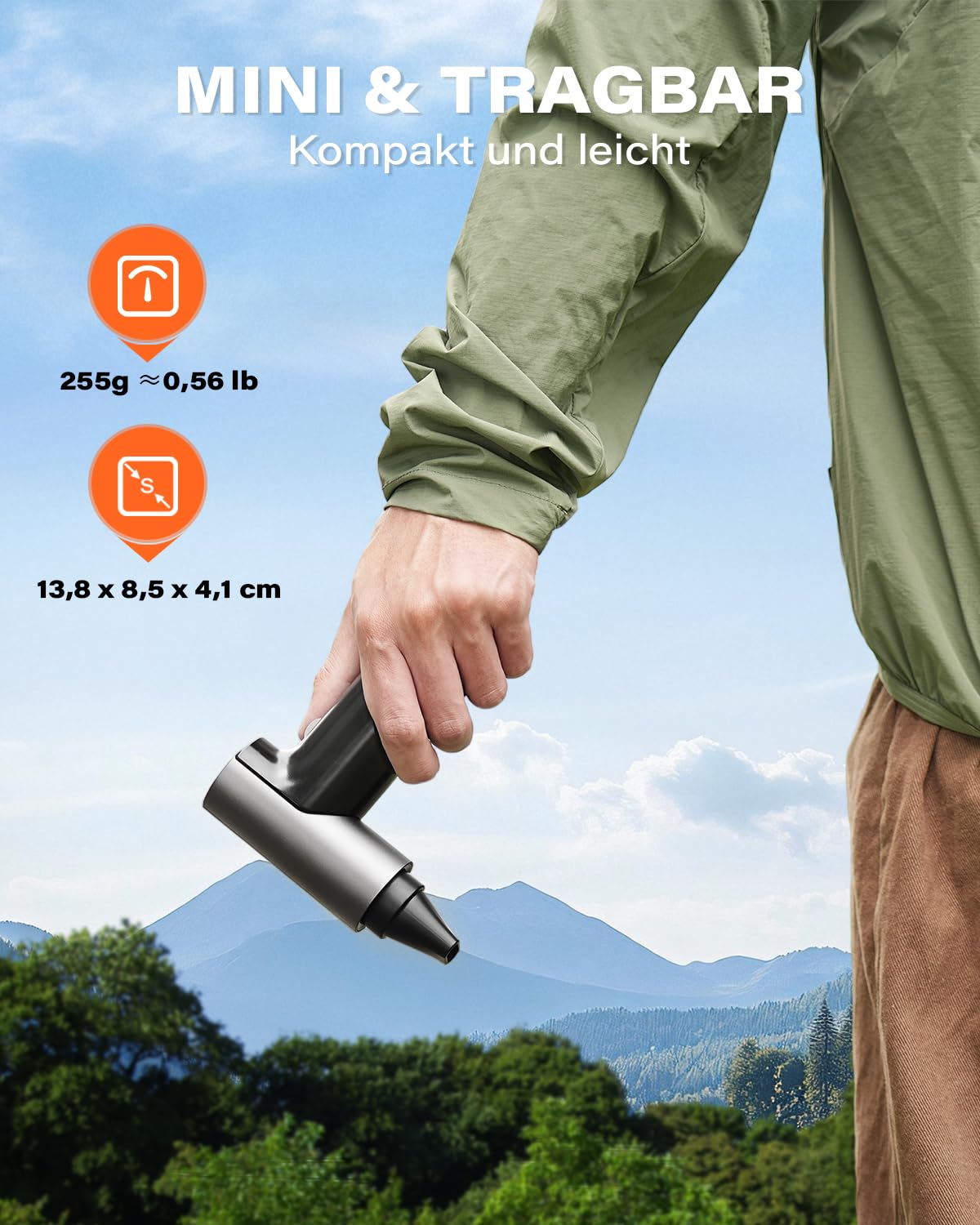 APPS2Car Elektryczna dmuchawa do kurzu, 130000 obr./min, 10-biegowa dmuchawa do kurzu z wyświetlaczem LED, elektryczne sprężone powietrze typu C do klawiatury, domu, na zewnątrz, laptopa, samochodu