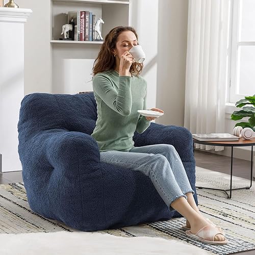 Miniatura 39 de Recaceik Sillones puff copetudos, suave relleno con relleno, sofá esponjoso y perezoso, tumbona imperial gigante para dormitorio, sala de estar,