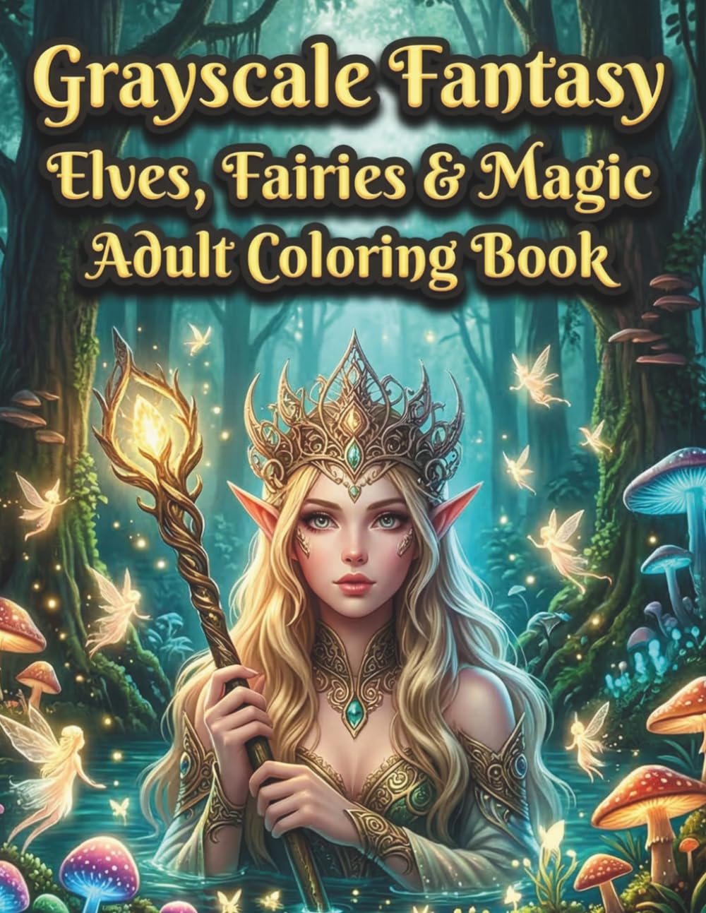 Grayscale Fantasy Elves, Fairies & Magic Adult Coloring Book: High-Quality Mystical Portraits & Enchanting Forest Lady Illustrations for Stress Relief and Creative Calm