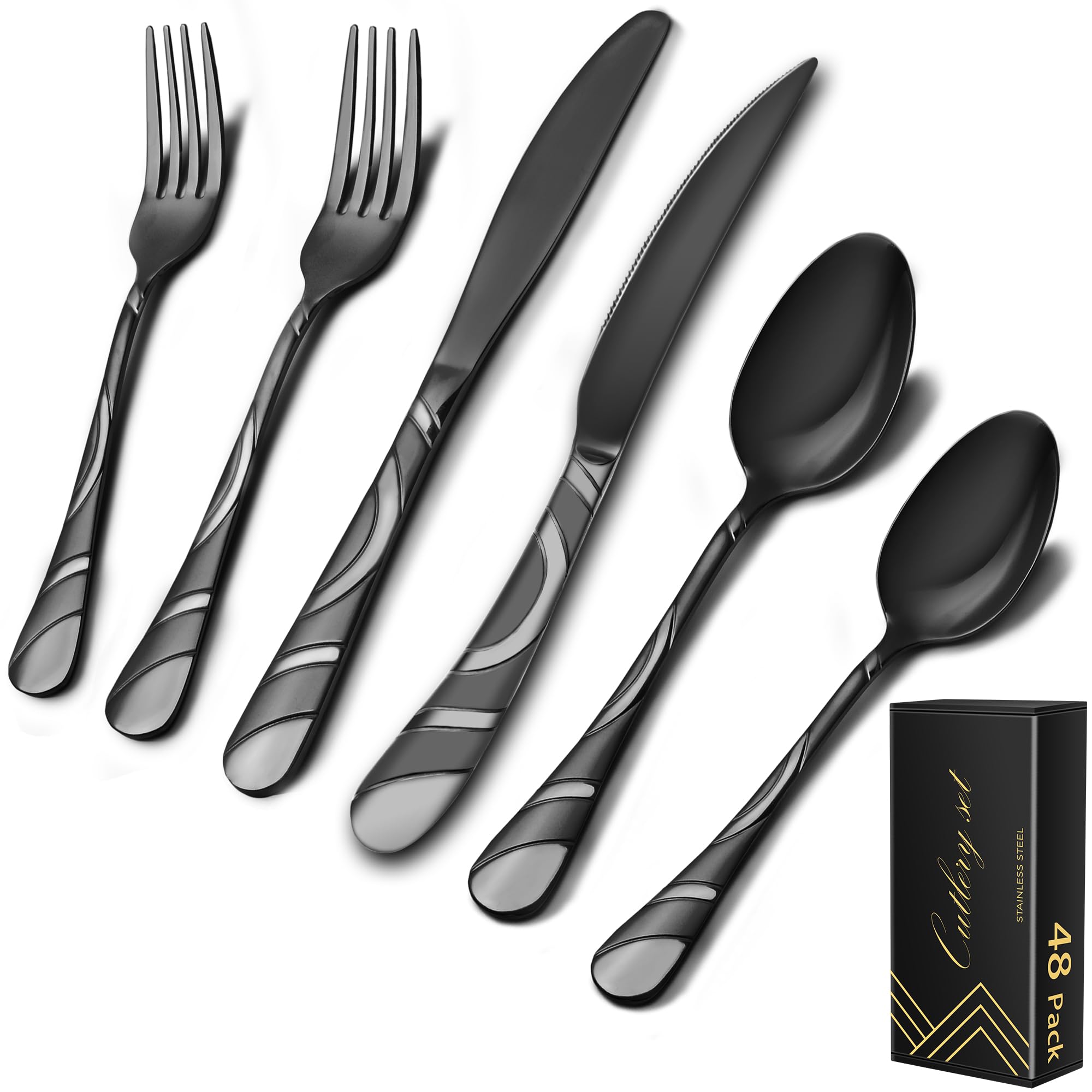 20-Piece Silverware Set for 4, 18/0 Frosted & Mirror Finish Stainless Steel Vintage Flatware Set, Modern Cutlery Set for Home Wedding Restaurant Housewarming Party Event Serving For 4 — Amazon image 12