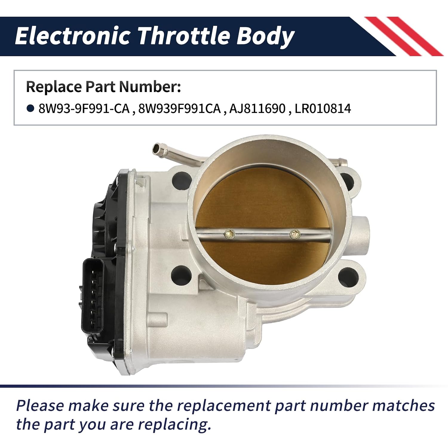 8W93-9F991-CA Electronic Throttle Body Fit for Land Rover Range Rover Sport LR4 LR2 2010-2013; for Jaguar XK XF XJ XKR XFR XJR XKR-S 2010-2015 5.0L Engine 8W939F991CA AJ811690 LR010814