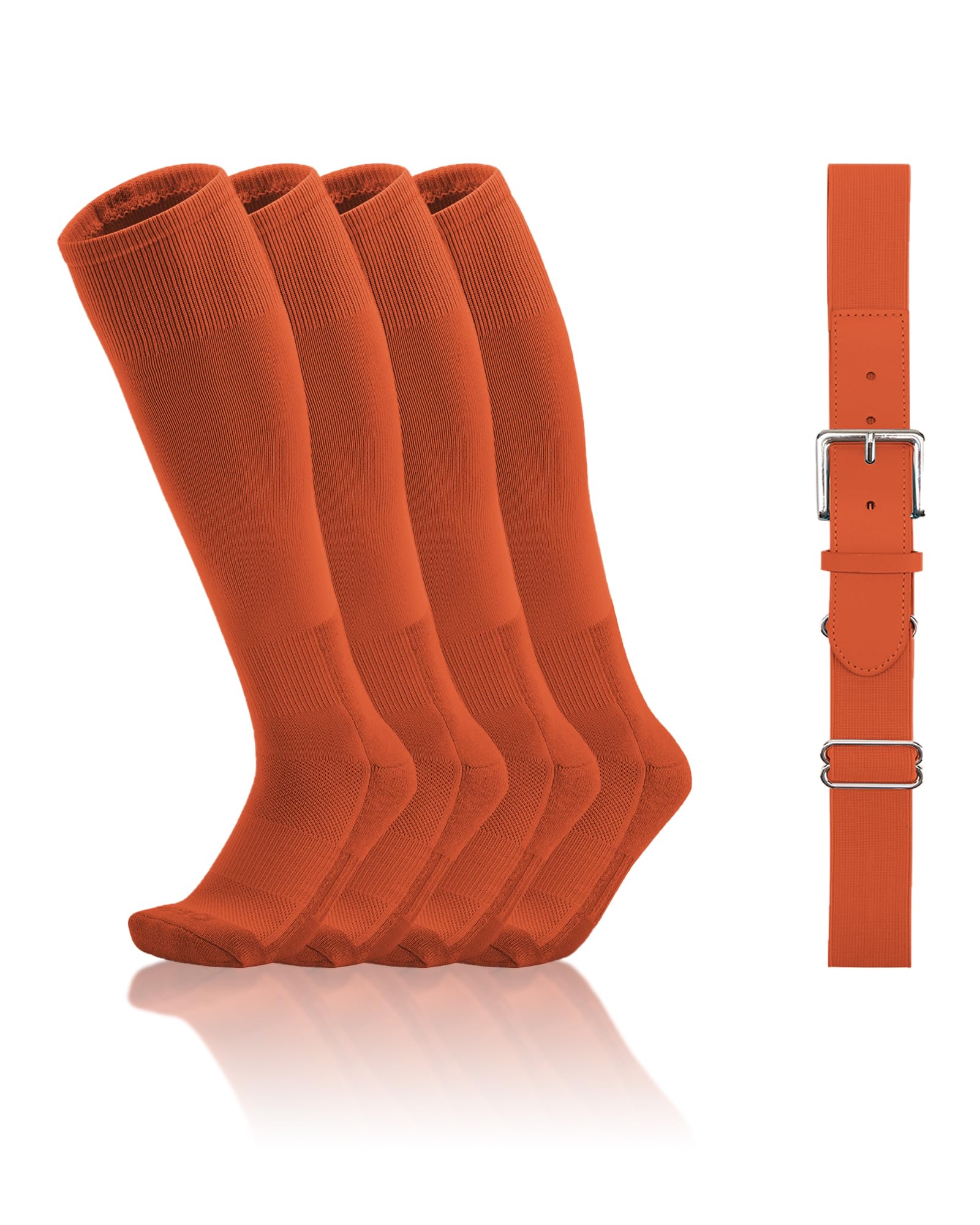 QBK Toddler Baseball Socks And Belt Set, 2 Pairs of Socks &amp; 1 Belt
