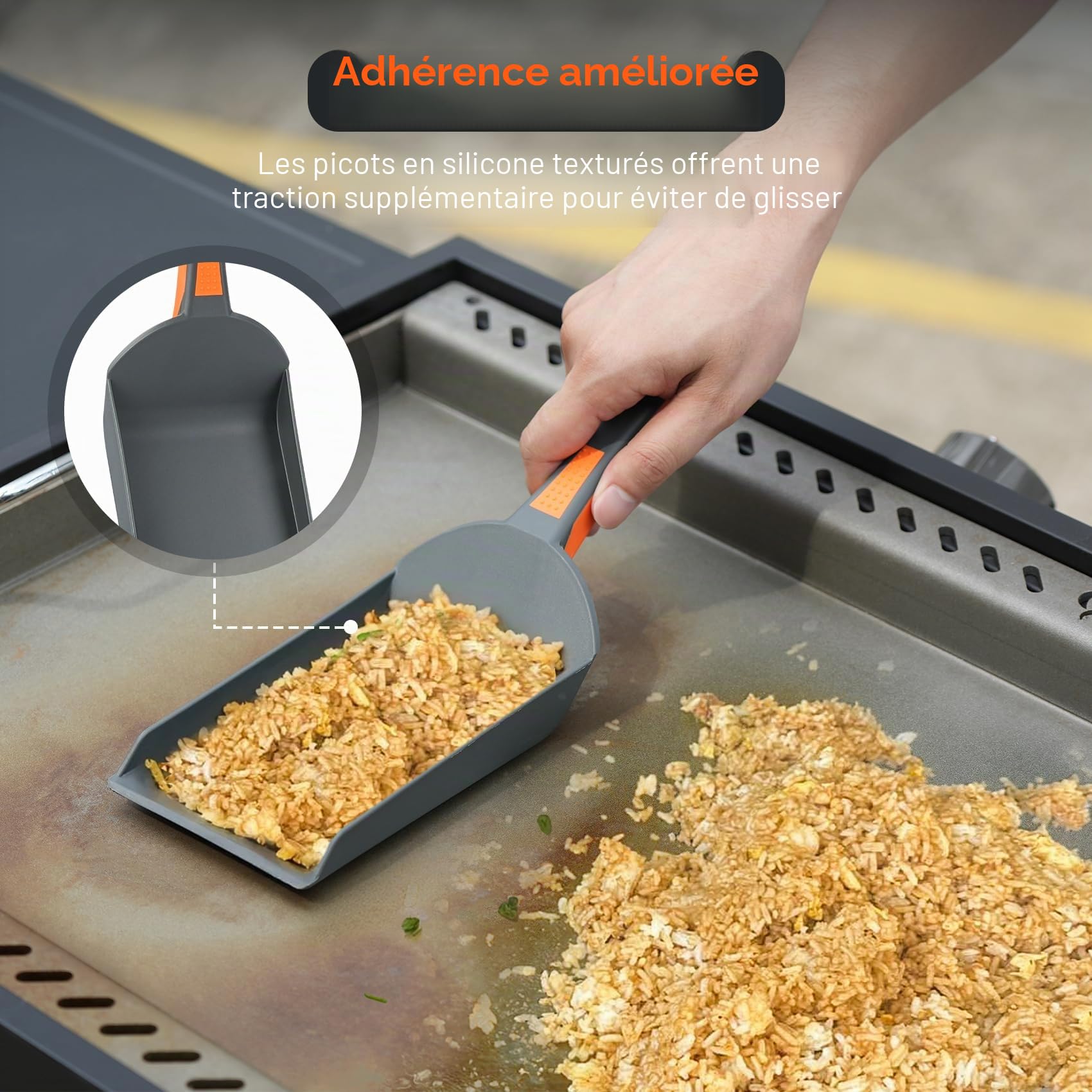 Onlyfire Kit Ustensiles Plancha Barbecue Anti Rayure Spatule Bord Relevé Pince