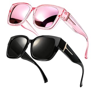 LVIOE 2 Pack Polarized Fit Over Sunglasses for Women Men Oversized Square Over Glasses Sunglasses with UV Protection LS7511 - Amazon product rated Grade A