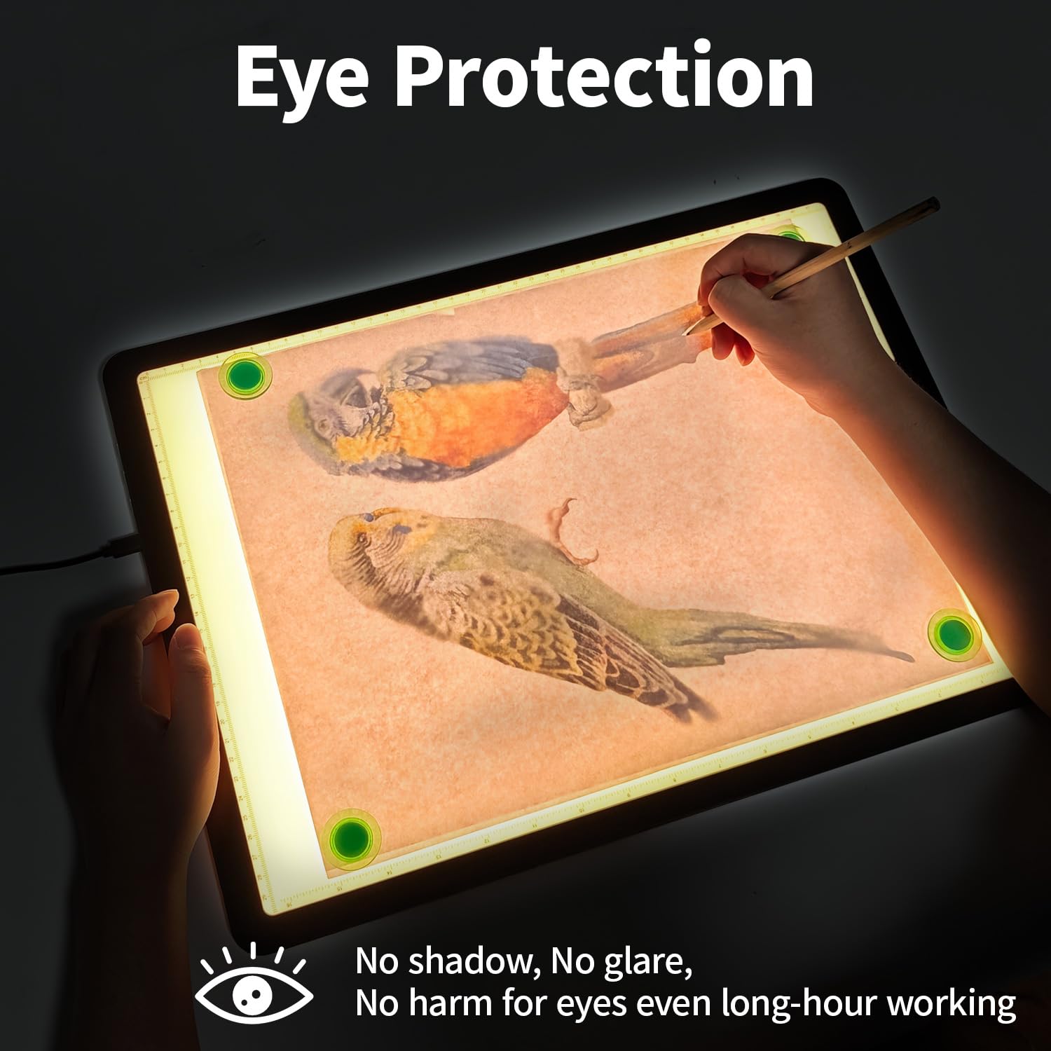 TSOCOS A3 Leuchttisch mit Tragetasche, 6000Lux Sehr Hell LED Licht Pad mit Seitliche Tasten & 6 Stufen der Helligkeit, 3 Farben Lightpad Leuchtplatte für Diamond Painting, Zeichnen, Skizzieren