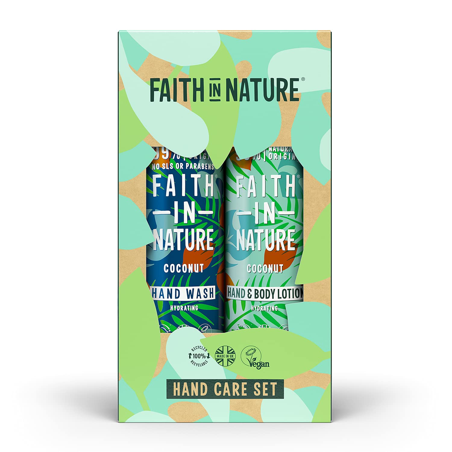 Faith In Nature Natural Coconut Hand Care Gift Set, Vegan & Cruelty Free, No SLS or Parabens, 2 x 400ml