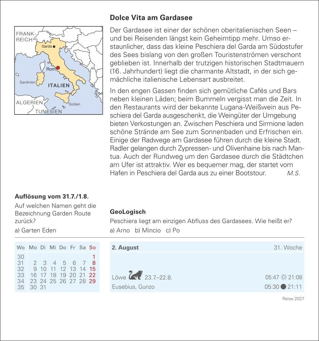 Reise Tagesabreißkalender 2027 - Kulturkalender - Städte, Menschen, Landschaften: Kalender für jeden Tag mit faszinierenden Bildern fremder Kulturen, ... Orten aus aller Welt. Tischkalender 2027