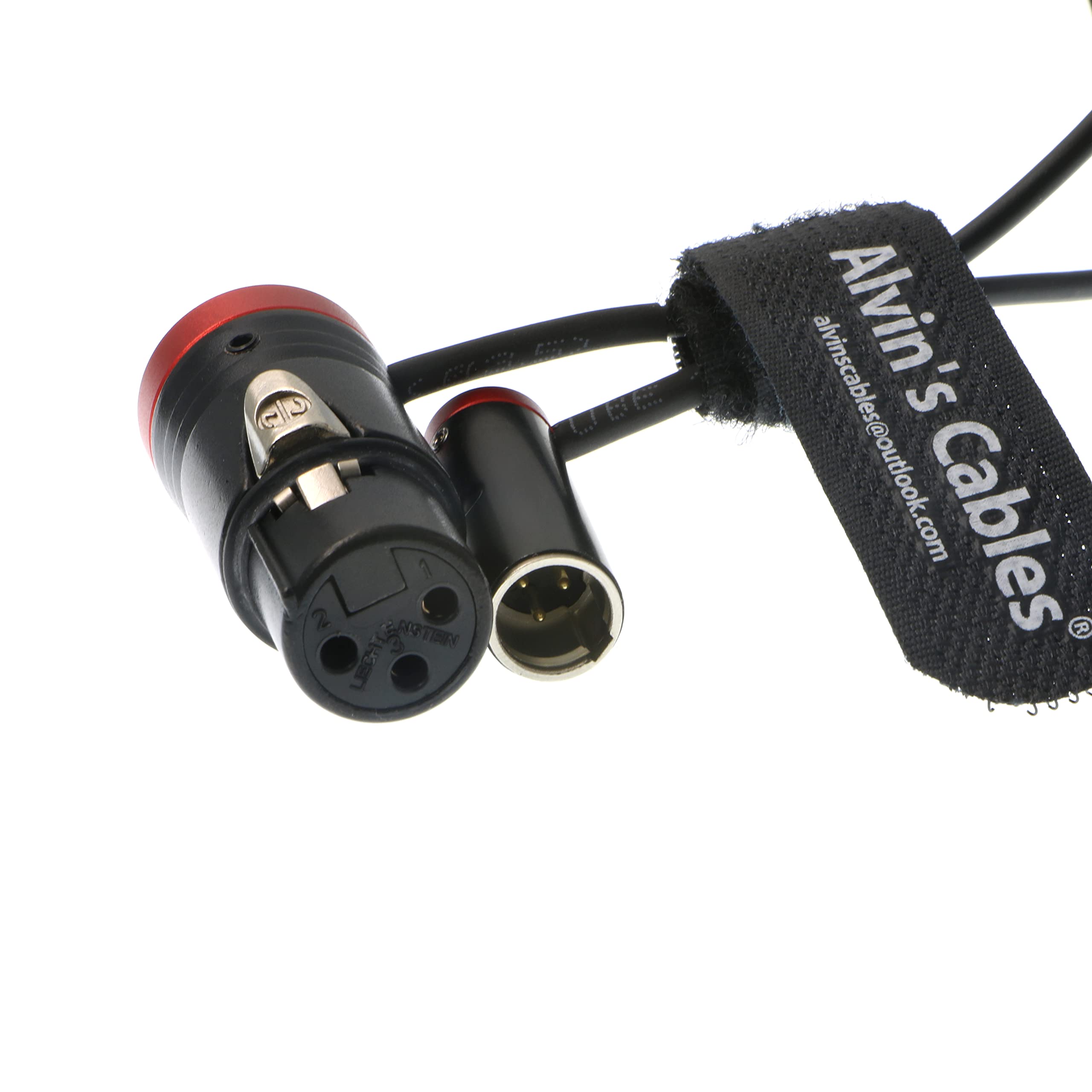Alvin's Cables Low-Profile Câble Audio Mini-XLR Male à 3 Broches vers XLR Femelle Pleine Taille pour BMPCC 4K 6K Camera Video Assist Connecteur d'origine Rouge 36cm|14inch