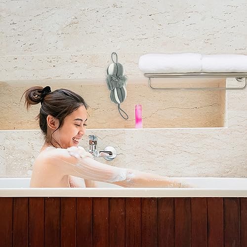Miniatura 7 de Beavorty Esponjas de baño largas para ducha de baño, esponja de baño de malla elástica trenzada para el cuerpo, esponja de baño para baño,