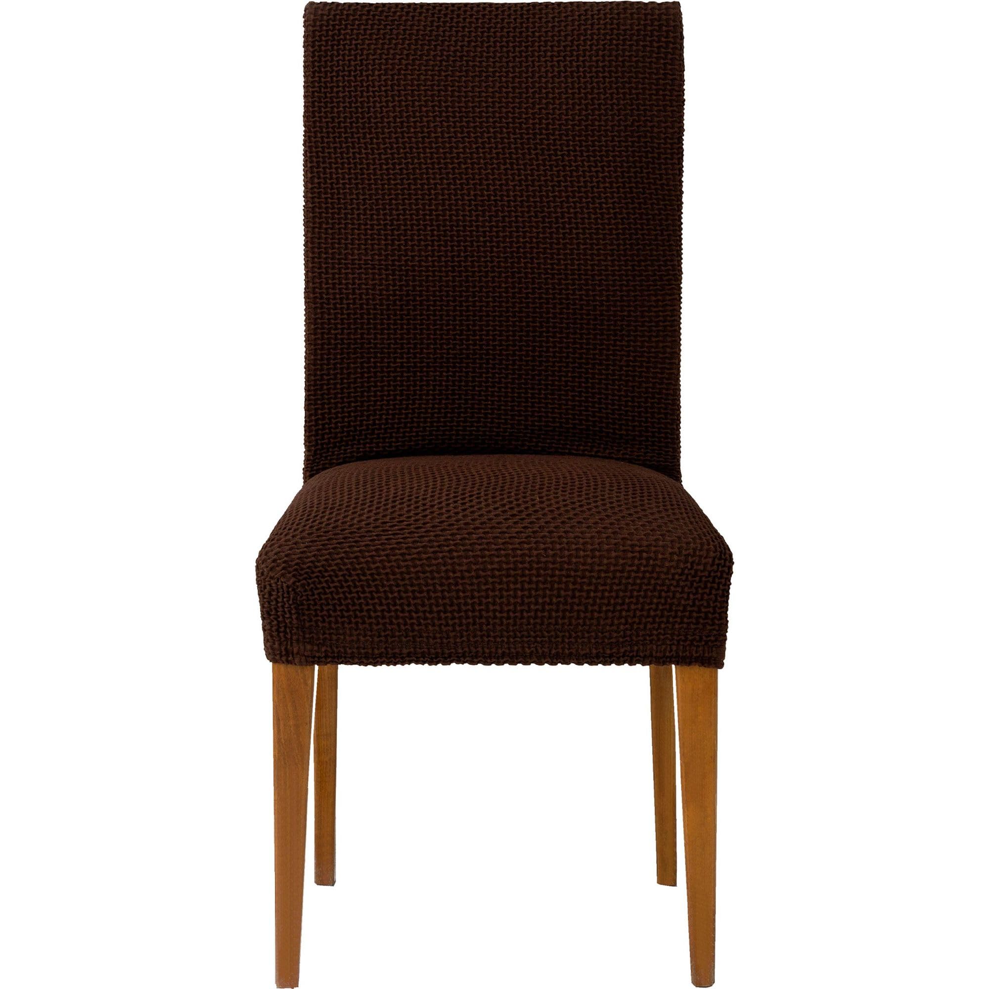 ECOMMERC3 | 2 Bi-elastic Jacquard Chair Covers Adaptable, Breathable and Total Protection – 2 Brown Chair Covers Easy Installation 100% Spanish Manufacture