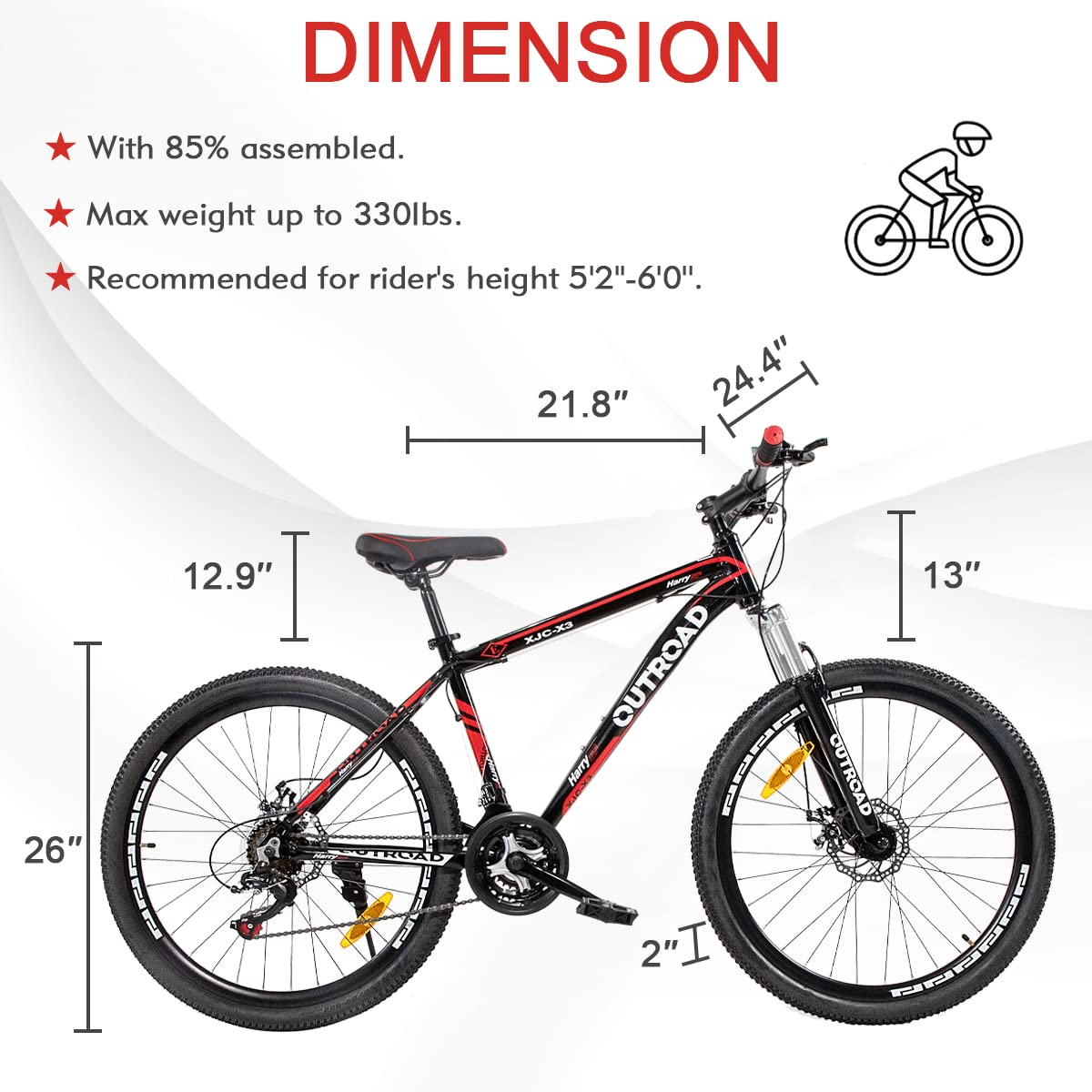 PanAme Mountain Bike with LockOut Suspension Fork, 21Speed Shimano