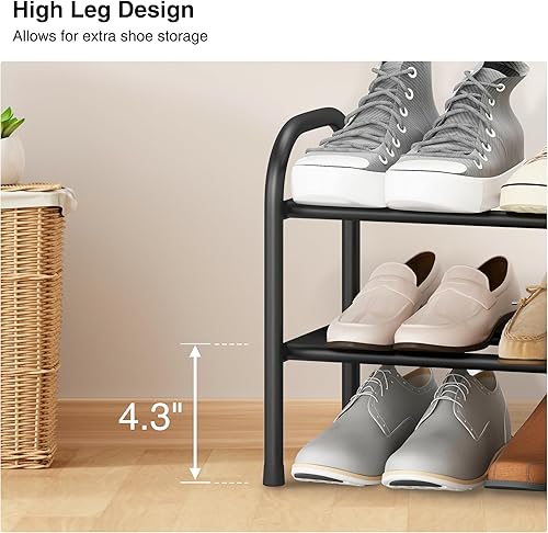 Miniatura 5 de STO STO Zapatero ampliable, zapatero pequeño de metal de 2 niveles para armario, hasta 12 pares de zapatero ajustable para entrada de puerta