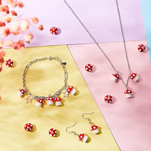 Miniatura 6 de 50 piezas de dije de hongo, dije de resina de hongo, joyería de hongo, colgante de bricolaje para hacer dije, dije de resina para pulseras,