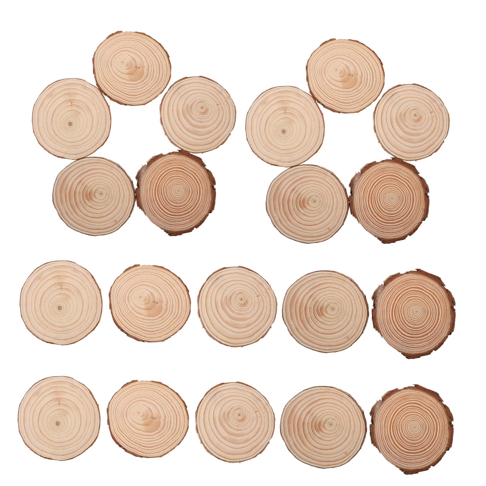 Rodajas de Madera de Pino para Niños 20 Piezas 10cm sin Terminar
