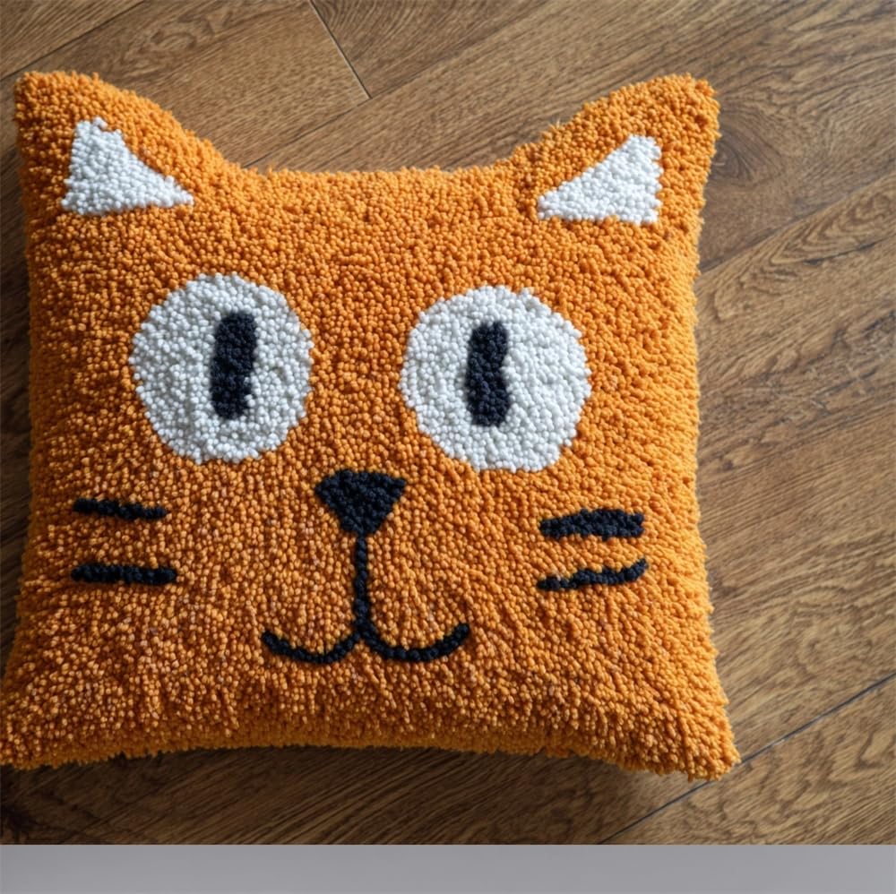kitphoenix Latch Hook Pillowcase Embroidery Kit,Cat