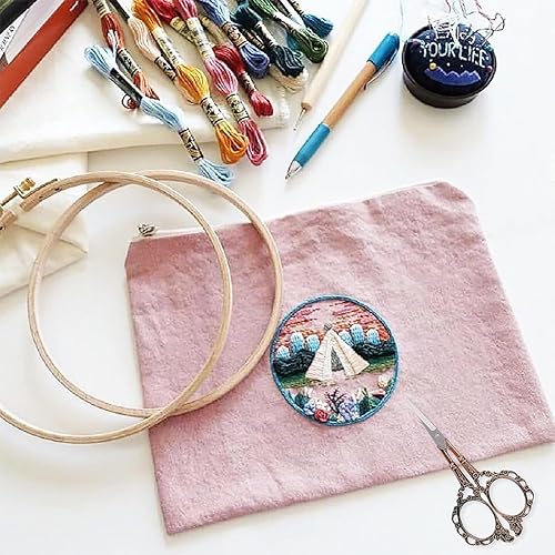 Miniatura 7 de Tijeras de costura bordadas de estilo vintage con funda de piel sintética, tijeras pequeñas de precisión de 4.5 pulgadas para hilo de artesanía y