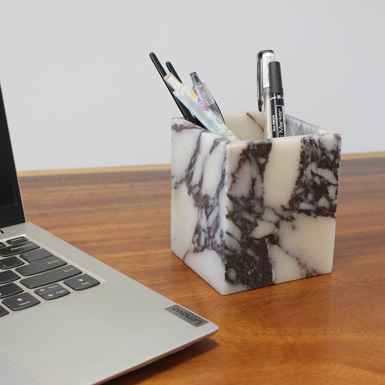 Calacatta Viola Marble Toothbrush Holders for Bathroom Natural Marble Canisters, Makeup Brush Holder Countertop Organizer - Image 3