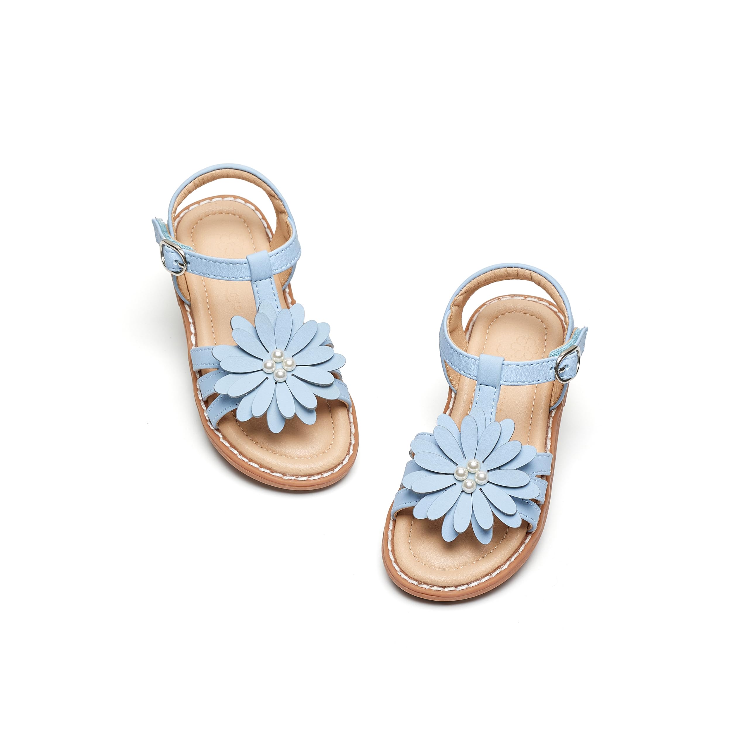 Flaryzone Toddler Girls Sandals Open Toe Flats Flower Girl Dress Shoes