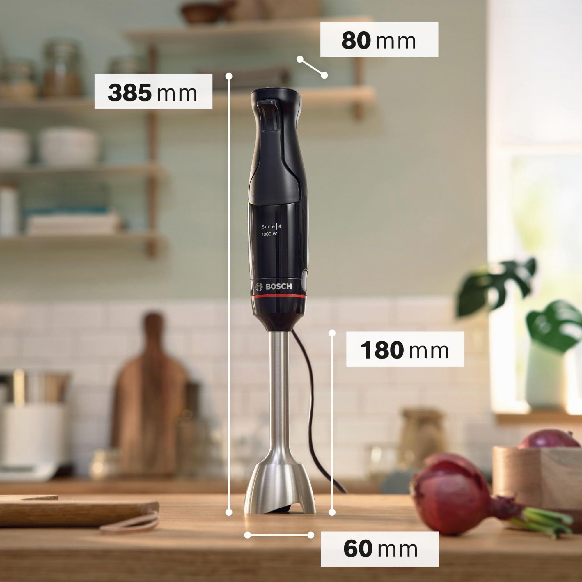 Bosch Serie 4 , Frullatore a immersione, ErgoMaster, 1000 W, Nero, antracite MSM4B6V2 (Bosch MSM4B6V2 Stabmixer ErgoMaster Se)