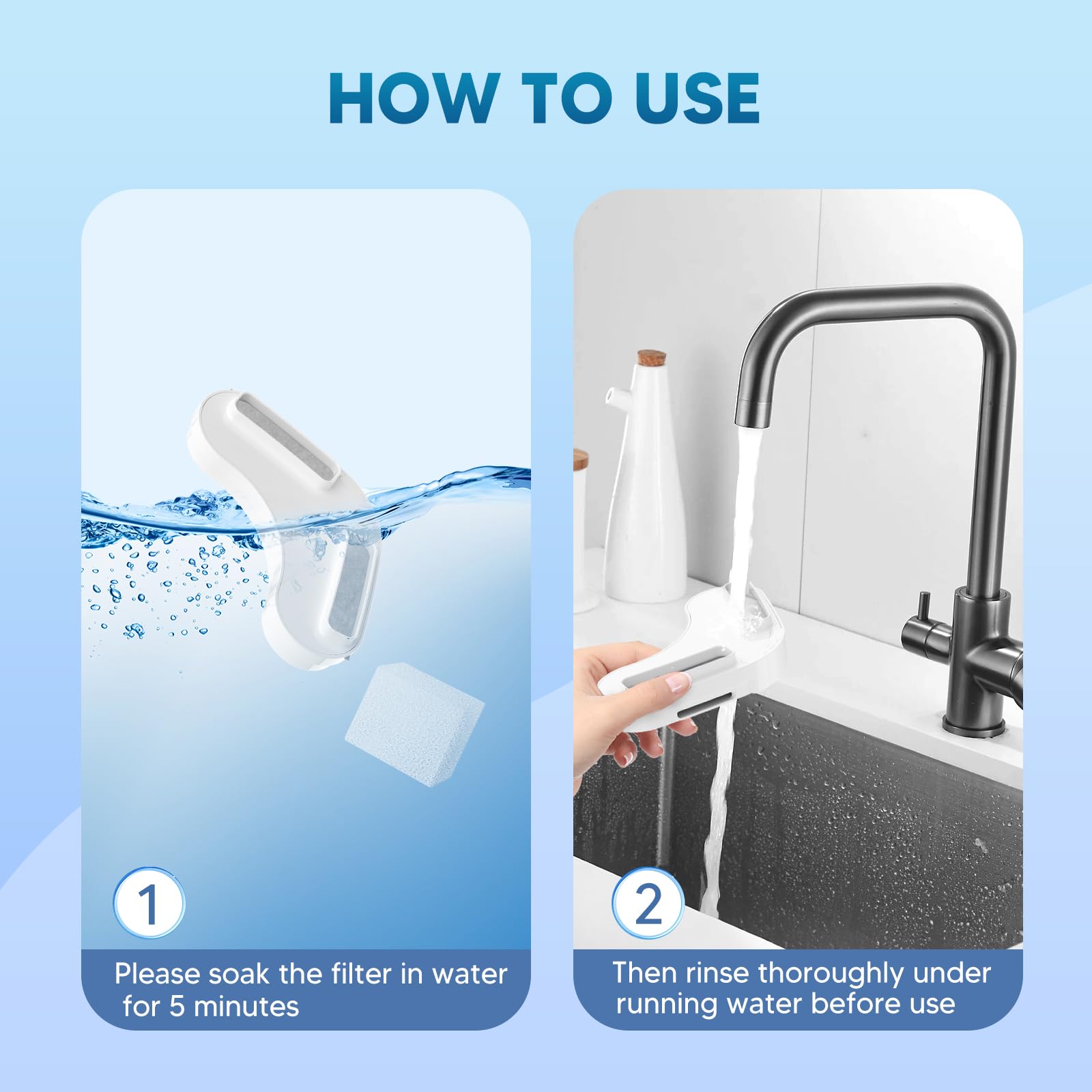 Dog Water Fountain Filters 8 Pack With 2 Sponge Foams For 2.1GAL/8L/270oz Pet Fountains