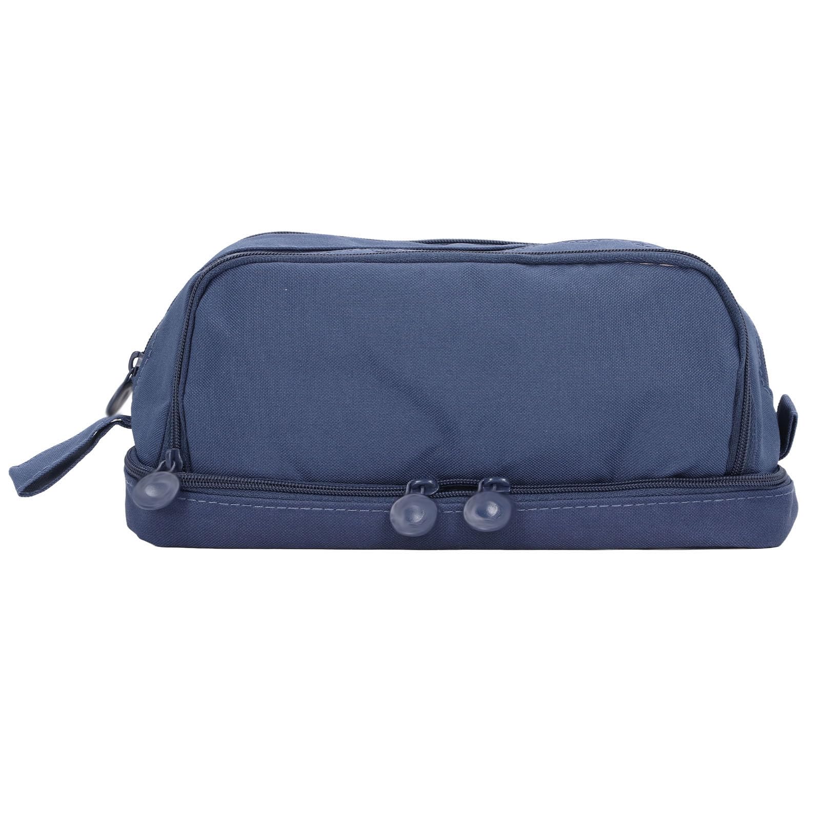 Mavaol Large Capacity Pencil Case Dual Opening Pencil Bag Durable Canvas Pencil Box Portable Multipurpose Pencil Pouch for School Library (Dark Blue)
