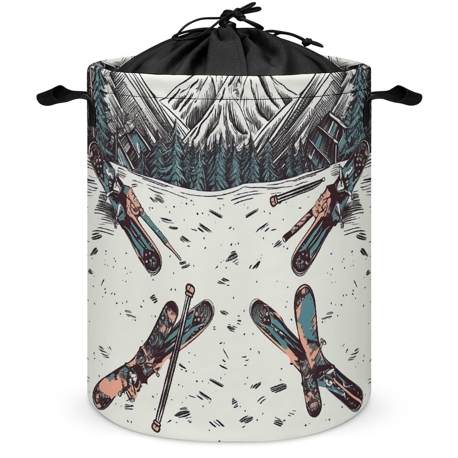 Panier à linge pliable poignées longues pour ranger le ski et les jouets