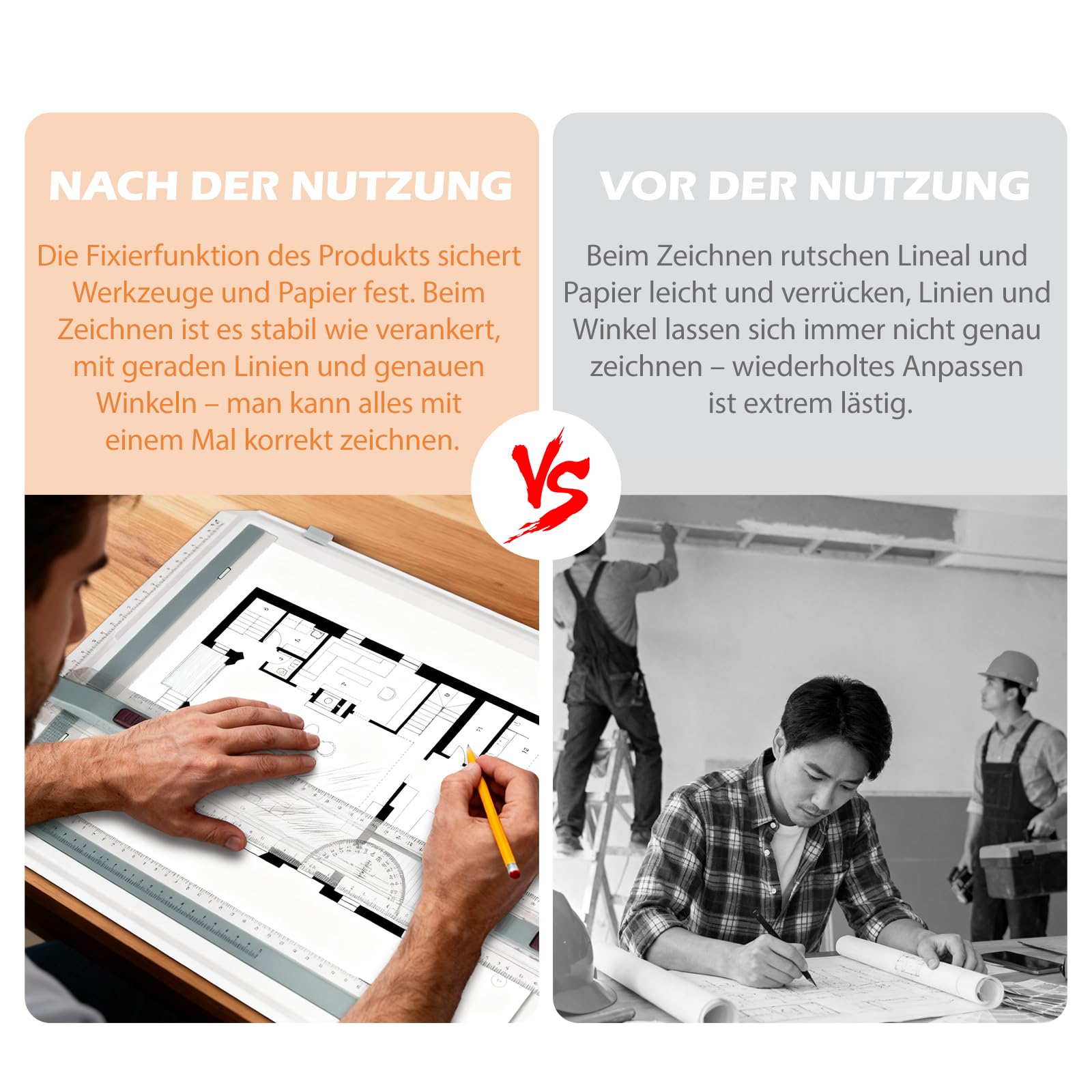 A3 Zeichenbrett, Professionelle Zeichenplatte DIN A3, Zeichentisch mit Schiebelineal Zeichendreieck und Maßstab T-Quadrat, für Ingenieure Designer Studenten zum Exaktes Arbeiten und Studium