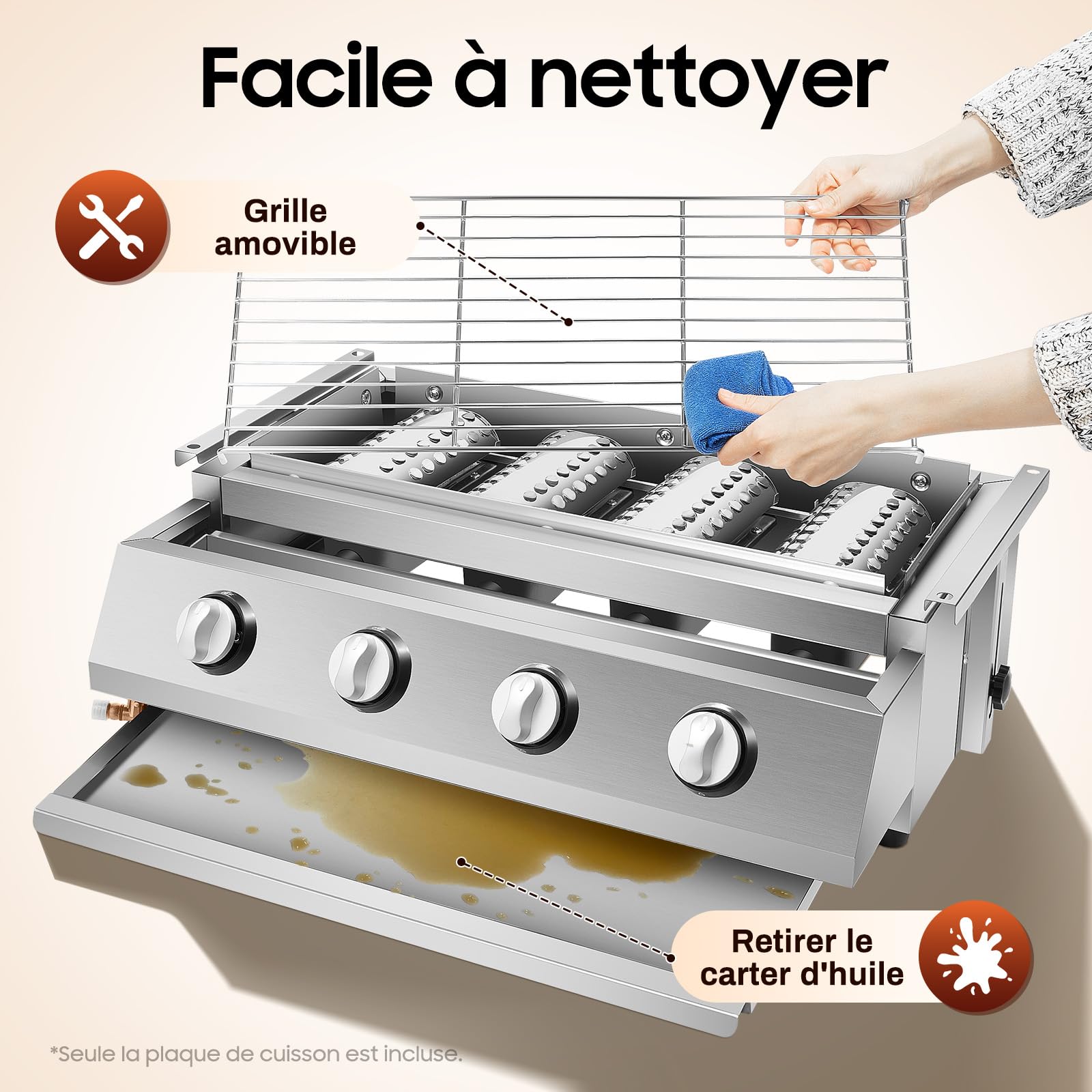 Propanowy grill gazowy, grill ogrodowy ze stali nierdzewnej, rożen, nadaje się do każdej przestrzeni zewnętrznej, takiej jak podwórze, ogrody, dziedzińce, tarasy i balkony, a także inne miejsca