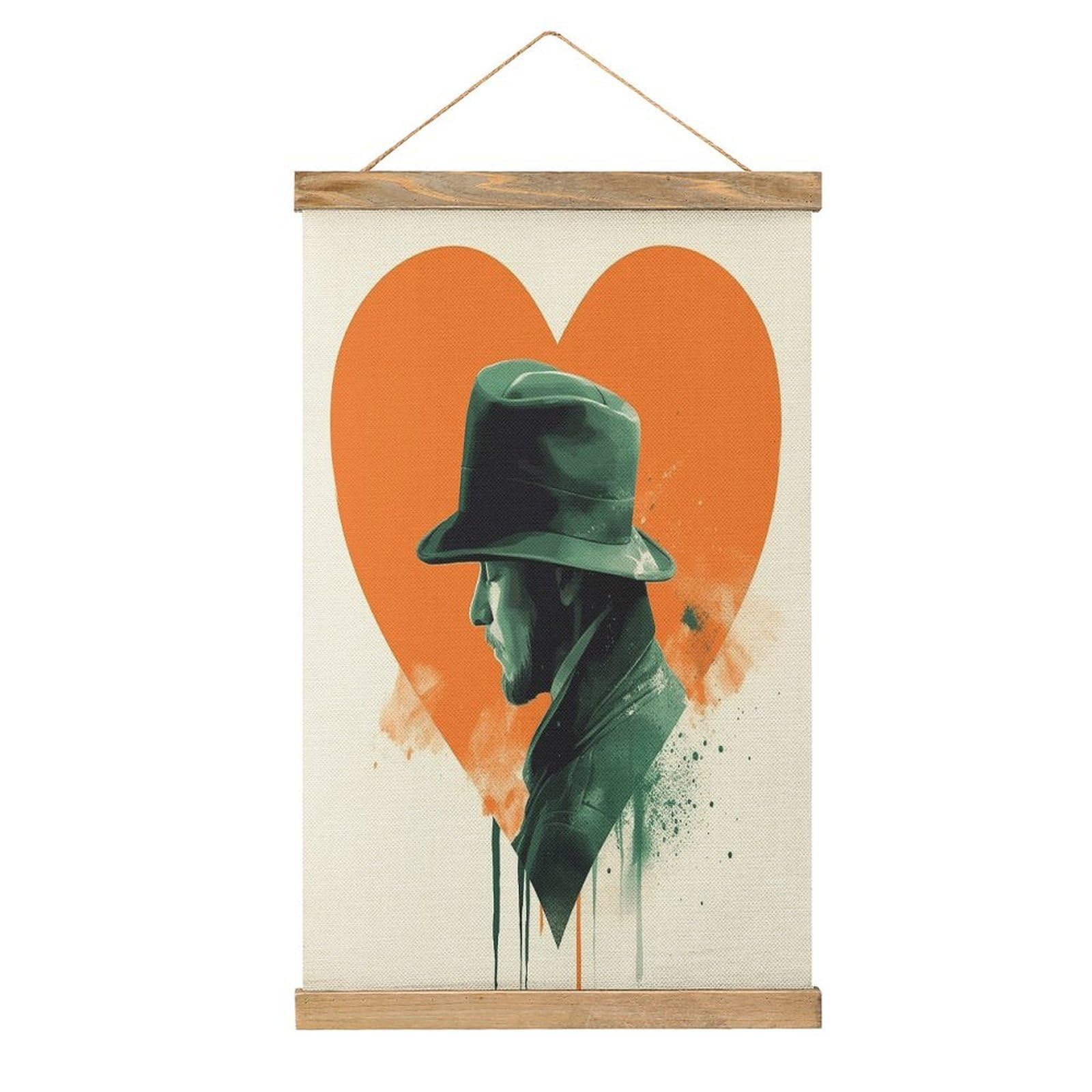 FekiLoot Man Silhouette Linen Hanging Painting Vintage Poster Hanger Frame Wall Decor Art Painting Printed on Linen Without Fading Living Room Office Bedroom Playroom Apartment Decor