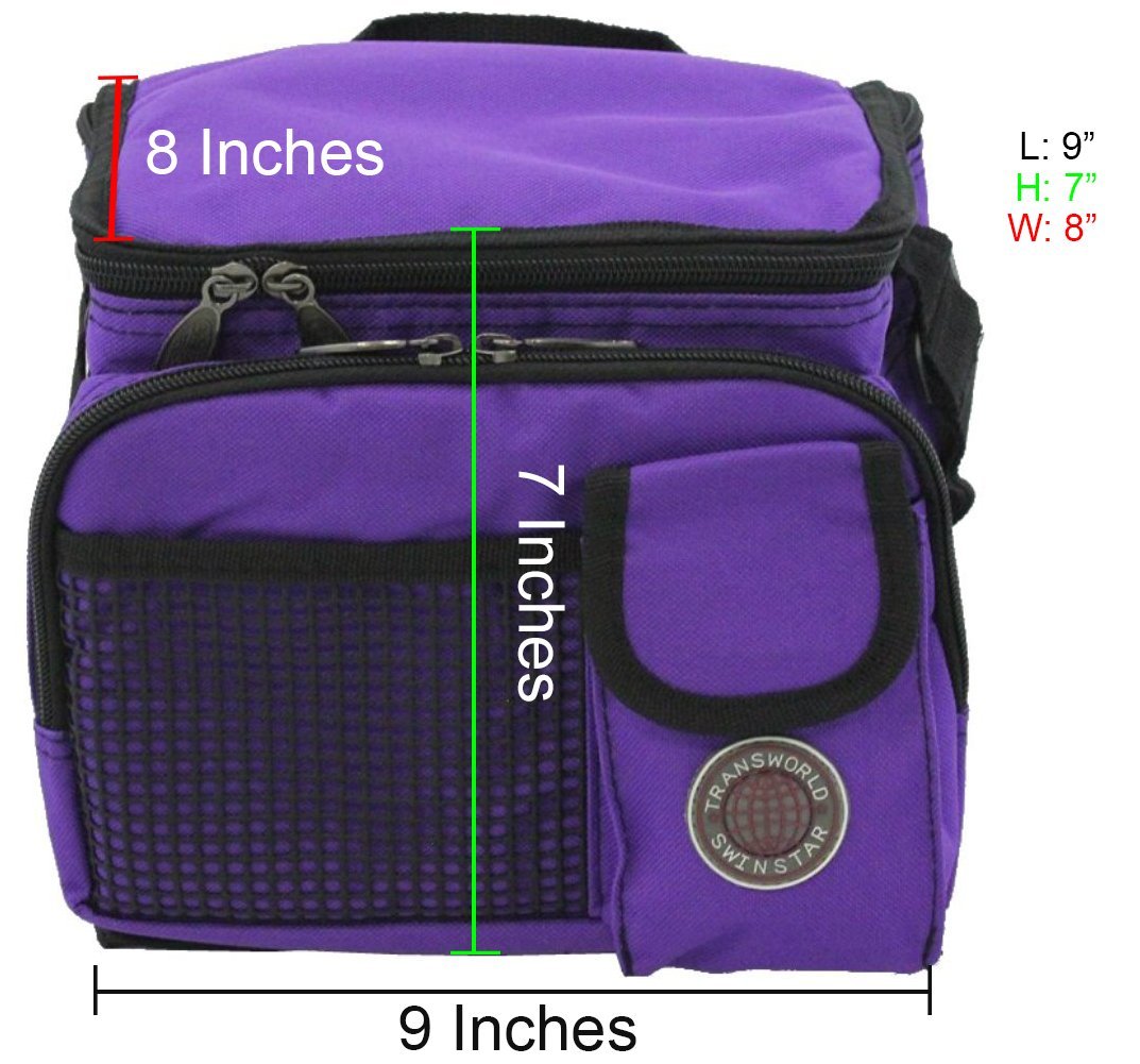 Transworld Durable Deluxe Insulated Lunch Cooler Bag (Many Colors and Size Available) (9