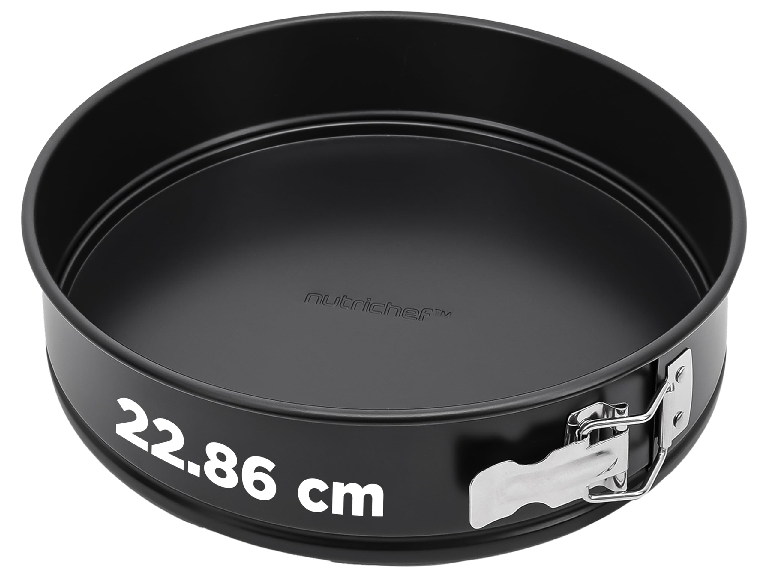 Nutrichef Black Nonstick Springform Cake Pan 23 Cm, Stainless Steel Clasp & Removable Bottom, Durable Cheesecake Tin For Baking, Easy To Clean, Ideal Baking Kit & Cake Supplies For Home Bakers,