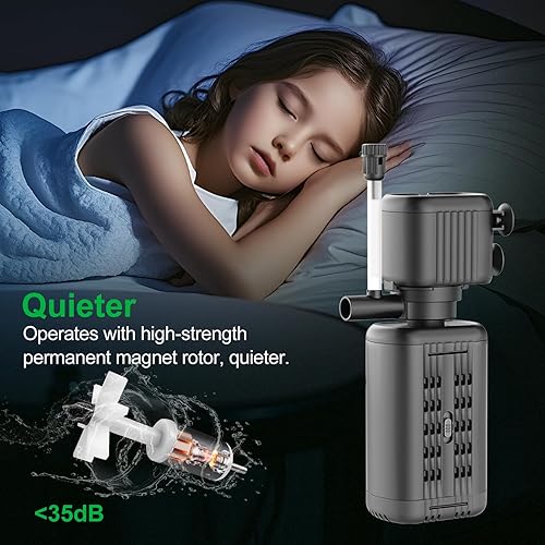 Miniatura 3 de Filtro de acuario, filtro de energía sumergible, filtro de tanque cristalino potente interno para acuario, bomba sumergible y sistema de filtro,