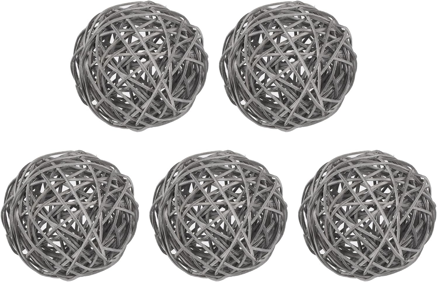 MECCANIXITY 5 Pcs Wicker Rattan Balls 3 Inch Rattan Decorative Balls Vase Fillers for Wedding Party Centerpiece Bowls Home Decoration Silver