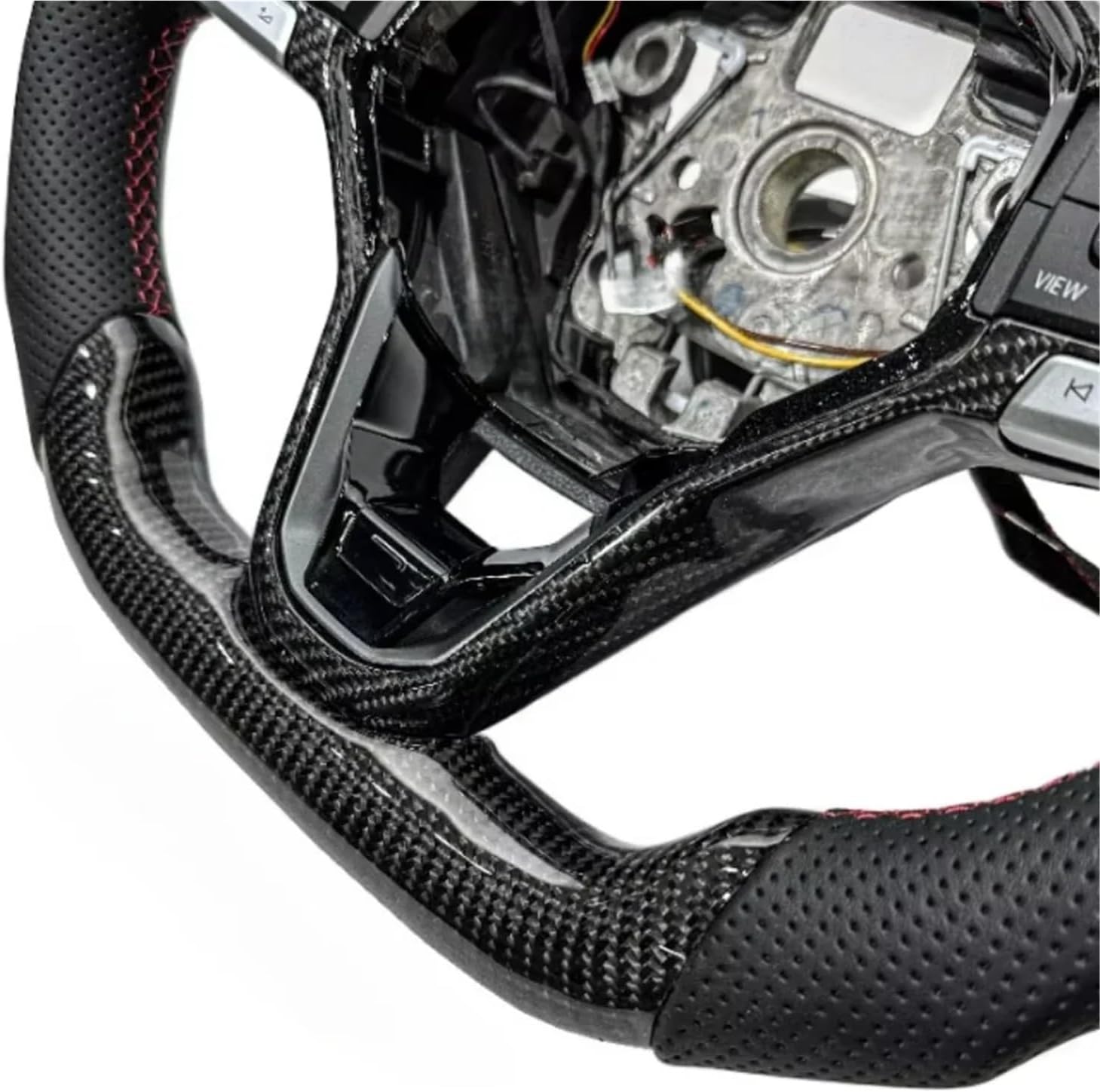 Customize Carbon Fiber Steering Wheel Black Perforated Leather Golf 8 GTI MK8 .5 Car Accessories For Volkswagen VW