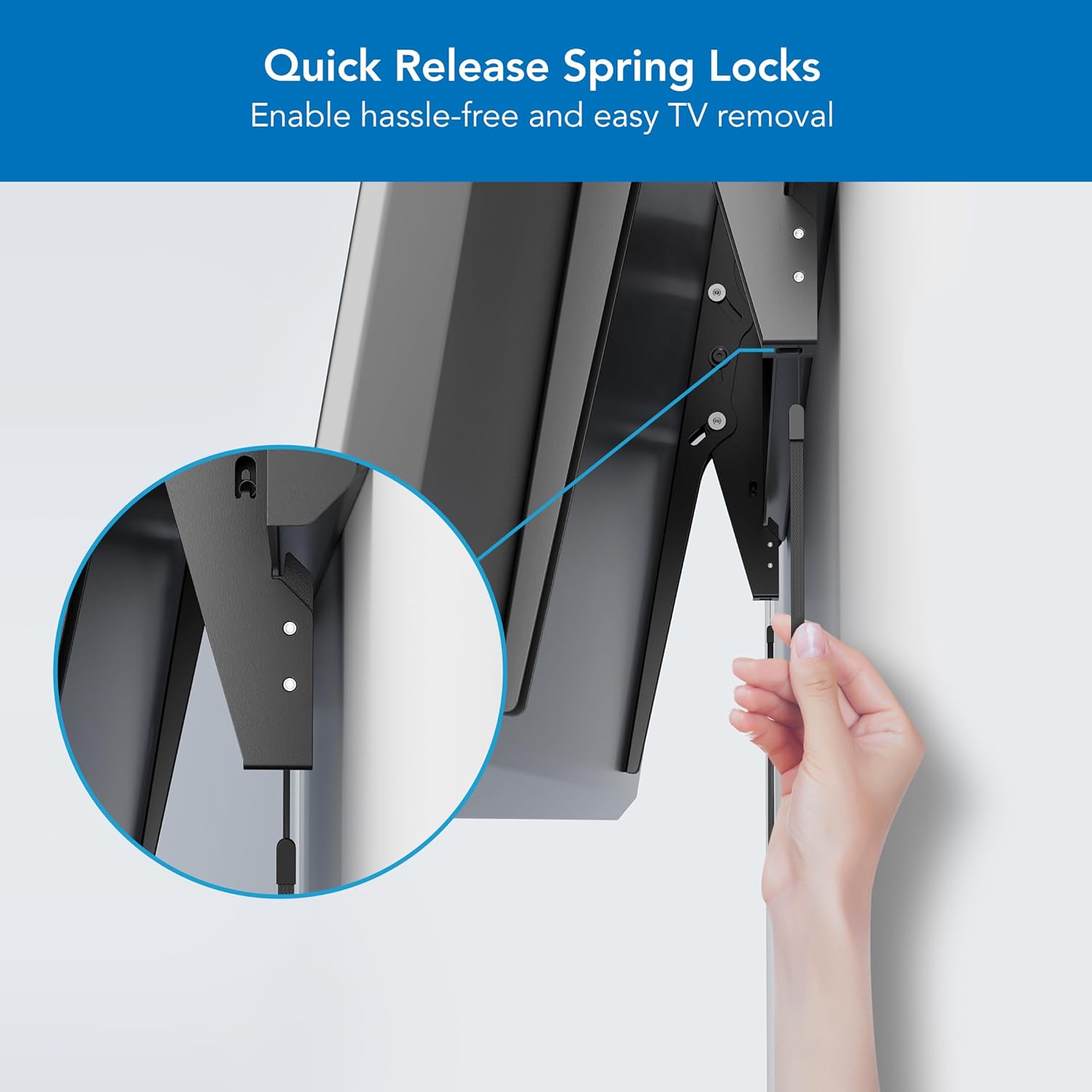 Quick release spring locks for easy TV removal