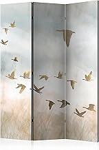 murando - Paravent Raumteiler Innen Vögel 135x172 cm 3-teilig Einseitig Raumtrenner Trennwand Holz Room Divider Mobiler Sichtschutz Spanische Wand Raum Abtrennung Natur wie gemalt Nebel g-A-0372-z-b