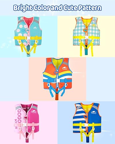 Miniatura 5 de Gogokids Chaleco de natación para niños de 30 a 50 libras de 2 a 6 años  Chaleco flotante para niños y niñas, natación y aprendizaje