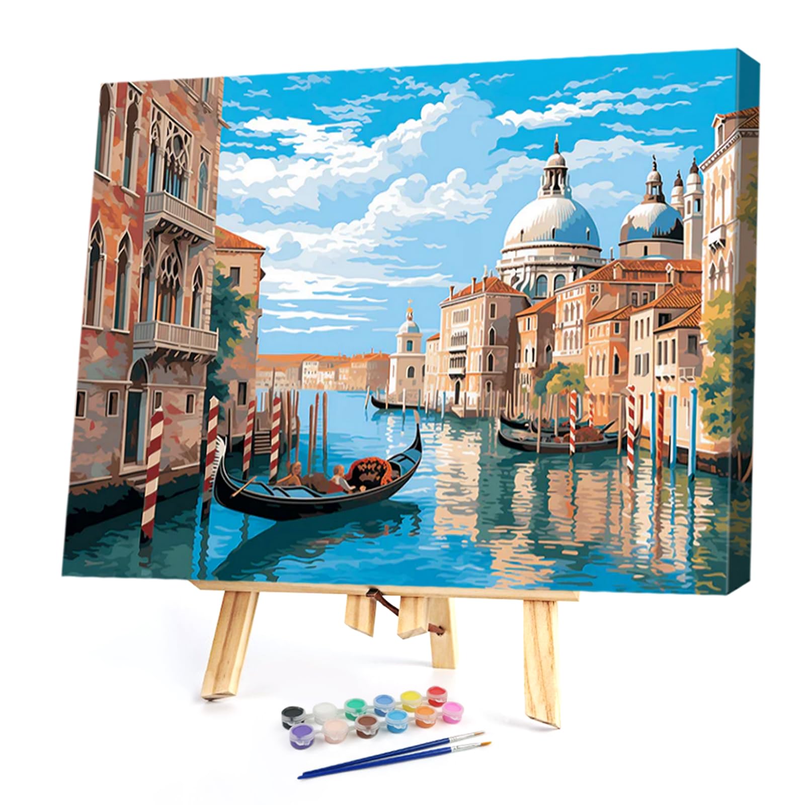 POETRYDRAW Venice Canal DIY Paint By Numbers Kit on Canvas 40x30cm with Frame Oil Easy Painting by Numbers for Beginners Adults Gift Home Wall Decor (Venice Canal)