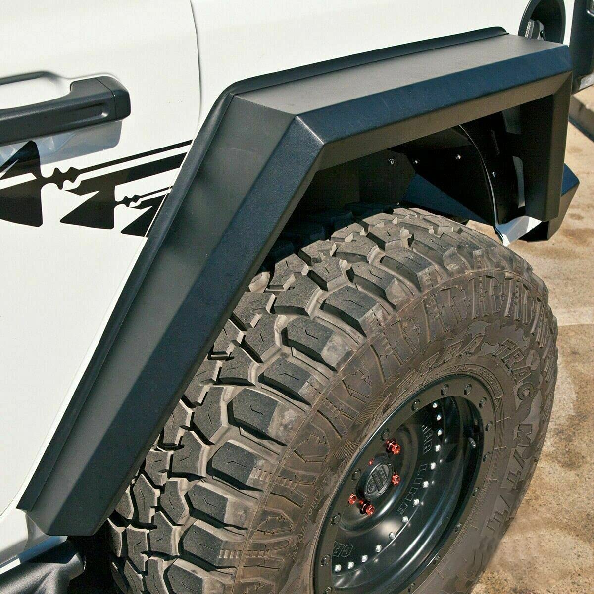 Rear Fender Flares Heavy Duty Steel Compatible for 2018-2021 Jeep Wrangler JL (2 Door & 4 Door), 1 Pair Front Powder Coated Flat Style Wheel Cover Protector Flare AUTOWIKI