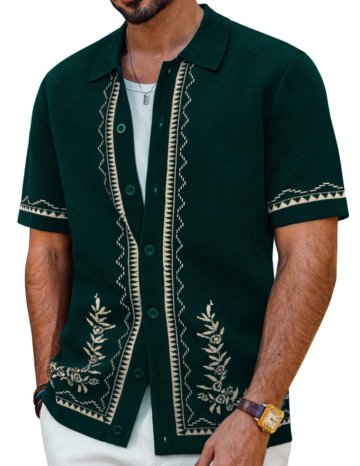 PJ PAUL JONES Men's Polo Shirts 70s Vintage Shirts Contrast Knitted Polo Shirts