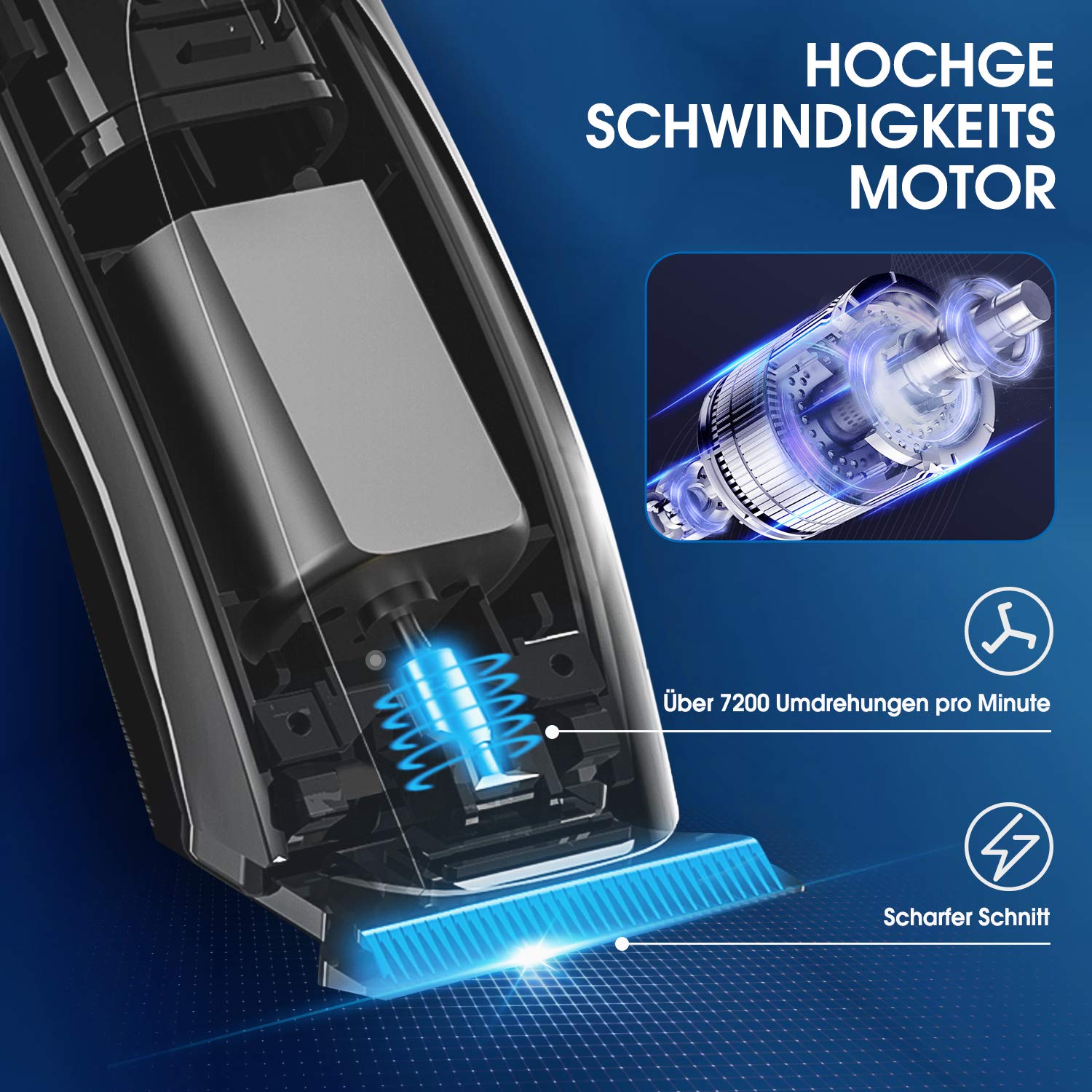 Haarschneider Barttrimmer Nasenhaartrimmer Körperhaartrimmer 11in1 Elektrischer Rasierer Herren, mit Akku 6 Scherkopf USB Schnellaufladung Batterie- und Strombetrieb, für Männer Kopf Nasen Körper